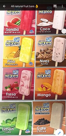 Selection of ice cream novelties available from the truck